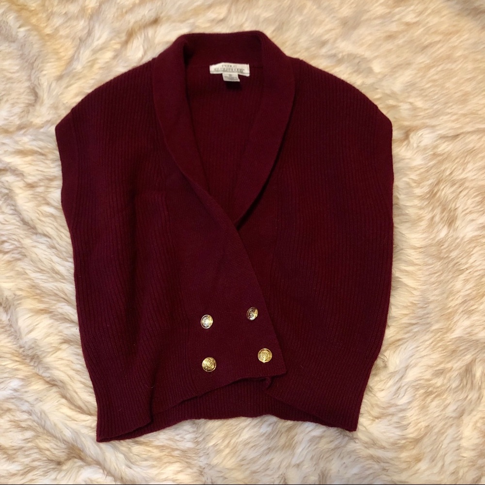 Red lambswool and angora button front best